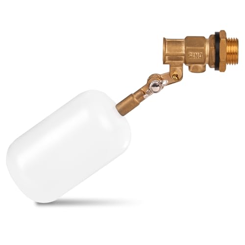 1/2 Inch Float Valve,Brass Valve Plastic Water Float Valve with Adjustable Arm for Water Tank,Automatic Waterer,Fountain,Pool,Aquariums,Hydroponics,and Reservoirs (white, small)