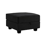 HONBAY Ottoman Module for Modular Sectional Sofa, Storage Ottoman Square Ottoman Bench for Living Room, Velvet Black