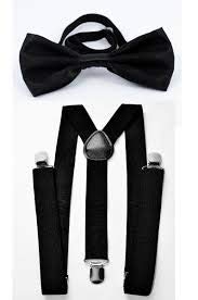 Gravata Borboleta + Suspensório Preto Padrinhos