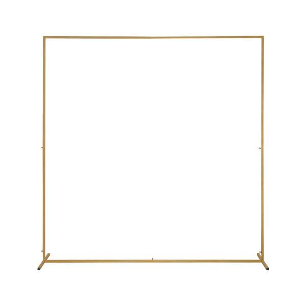 (Similar to Stock Image) JCSD Beautiful Iron Arch for Weddings, Sturdy Flat Top Door Frame, Rust Resistant Design, Golden Color, 200x50x200cm