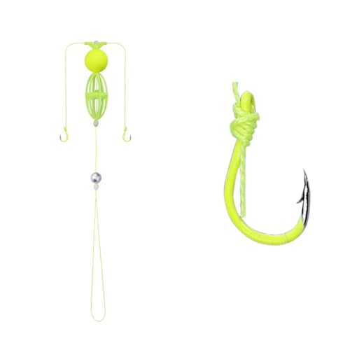 フローティングボールベイトケージダブルフック??釣りソフトルアースチールワイヤーケージを強化するための肉食性フックフックベイト