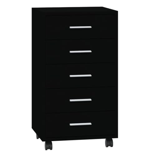 Generico kangqiling 342671 - Cajonera con ruedas, color negro, de madera multicapa