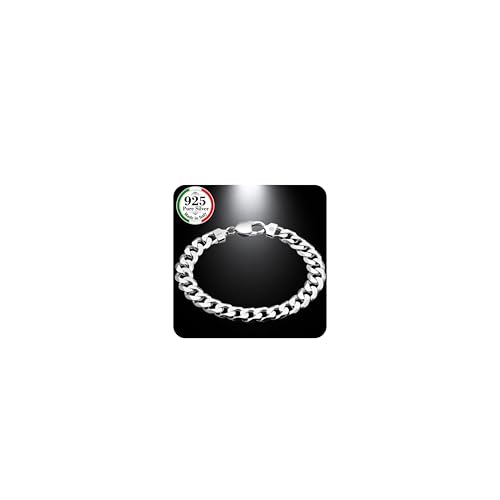 QUADRI - Extra Shiny Cuban Link Bracelet for Men and Women 10mm in 925 Sterling Silver Italian Diamond-Cut - 7.5 Inch - Premium Quality - Gift Box Included