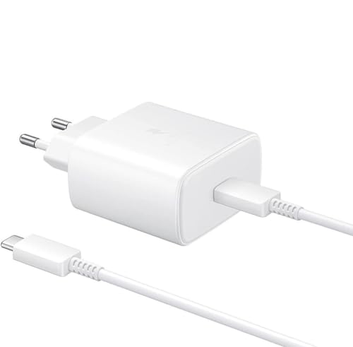Image of Original 45W Fast Charger Set Compatible with Samsung | S23 Fe / S22 / S21 Fe 5G / F55 / M55 (Adapter Cable Included)*White GFR607