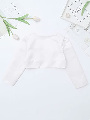 Kids Flower Girls Long Sleeve Floral Embroidery Bolero Shrug Princess Dress Cover Up Short Cardigan4