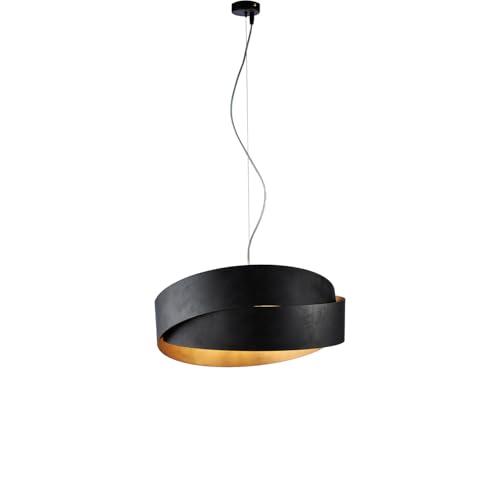 Suspension Astro en fer laqué noir et or antique luminaire chic 2 lampes