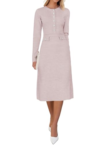 Saodimallsu Women's Fall Long Sleeve Sweater Dress Knit Bodycon Crew