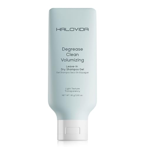 HALOVIDA Leave-in Dry Shampoo Gel Instant Oil Absorption & Volume Light Texture Transparency Non-Aerosol Safe & Clean with Natural Ingredients 2.82 oz