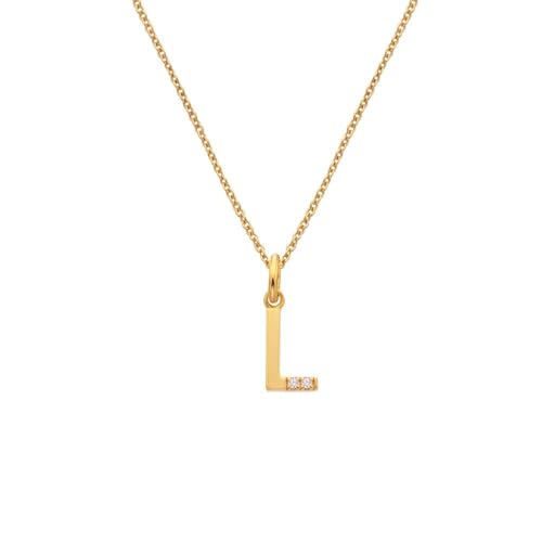 Image of Hot Diamonds Gold Plated Initial Letter Pendant Necklace | 18ct Yellow Gold Plated 925 Sterling SIlver | Gift Wrap Included (Letter L)