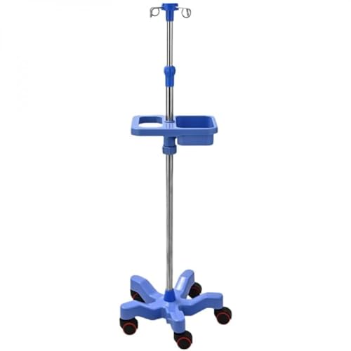 点滴スタンド 調整可能な輸液スタンド 組立簡単 軽くて丈夫な 安定して耐久性 輸液スタンド 安定 移動式 頑丈 点滴台 点滴棒 病院 診療所 家族など 美容院 福祉施設 養護施設 救急および在宅ケアに適してい (青色ABS製特大5本足ホイール+四角形収納ト