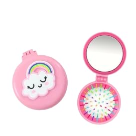 TERA 13 Kids Hair Brush Set with Mirror, Cartoon Design, Portable Travel Comb for Girls and Boys, Soft Bristles, Gift Pack Easy To Carry For Travel, Office, Hair Comb Brush For Baby Girls (1 pcs)