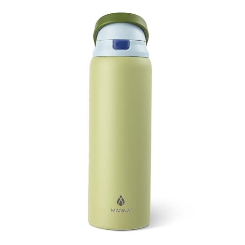 Manna Hydra Stainless Steel Insulated Water Bottle with 2-in-1 Lid - 32 Oz - Khaki Grove