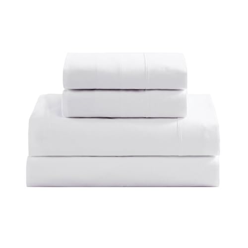 LANE LINEN 100% Organic Cotton Twin Sheets Set, 3Pc Twin Bed Sheets, Soft & Comfy Breathable Cotton Percale Sheets for Twin Size Bed, Dorm Room Essentials Low Pill Fade Resistant White Sheets