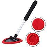Aebitsry Windshield Cleaner Tool，Car Window Windshields Washing Brush, Wonder Cleaning Inside Interior Auto Glass Wiper Kit with Extendable Handle, 2PCS Washable and Reusable Pads (Red)
