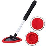 Aebitsry Windshield Cleaner Tool，Car Window Windshields Washing Brush, Wonder Cleaning Inside Interior Auto Glass Wiper Kit with Extendable Handle, 2PCS Washable and Reusable Pads (Red)