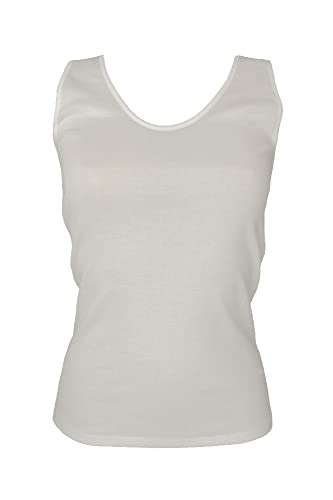 RAGNO Camiciola Donna Cotone Filo di Scozia Scollo V Canottiera Spalla Larga Articolo 028192 Natural IPOALL SL, 010N Bianco, 6-SESTA (EU XL - F 5 - USA L - GB 38)