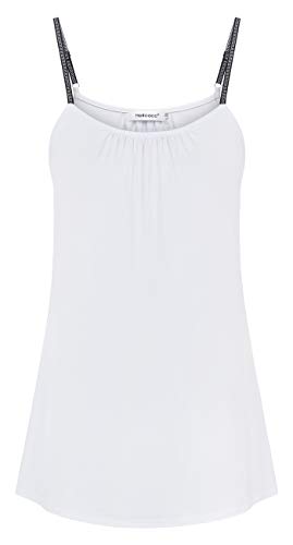Helloacc Tank Tops for Women,Adjustable Spaghetti Strap Workout Tanks for Girls Basic Cami Undershirt Round Neck Cute Tops Blouses for Women Fashion 2020 Work Sleeveless Layering Shirts White 2X