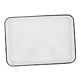 VALICLUD Bandeja Horno Esmaltada Rectangular Retro Resistente Altas Temperaturas para Hornear Almacenar Alimentos y Frutas Cocina Multifunctional Blanca