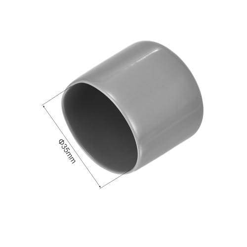 Image of uxcell 4pcs Rubber End Caps 35mm ID Vinyl Round End Cap Cover Screw Thread Protectors Light Gray, 30mm Height