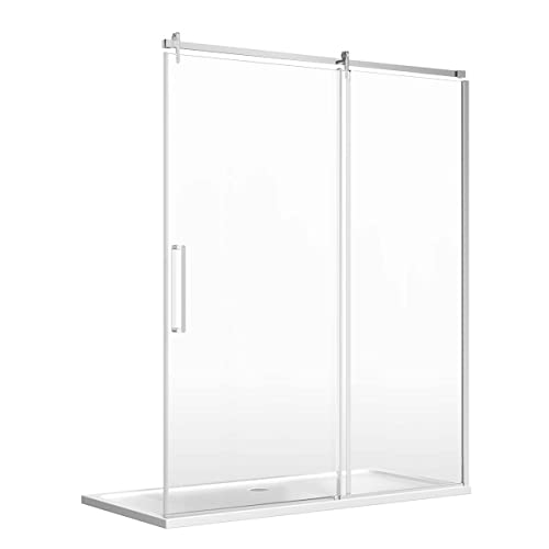 Image of Render Shower Enclosure Sliding Door Easy Clean Glass, Chrome Frame – 1600mm