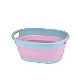 AWANEYQ Lavabo Plegable Cubo de plástico Plegable Casa de baño Productos de baño Grande Lavandería Cesta de Ropa Cubo de Almacenamiento Camping Camping Viaje al Aire Libre Cubo portátil(Pink)