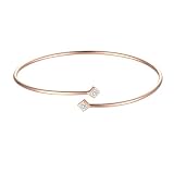 DINCEY Moissanite Bangle - 18K Rose Gold Plated, 925 Sterling Silver Bracelet - 7" or Below Wrist -
