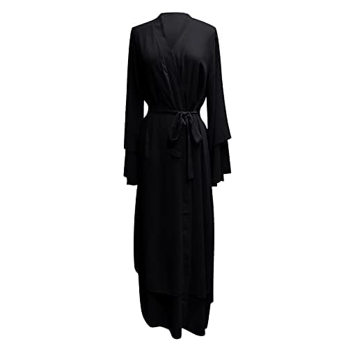 Generisch Abaya Donna Elegante Abbigliamento da preghiera per Donna Burka Hijab Abito Porta Teset Giyim Elbise Musulmano Preghiera Chiffon Abito Aperto Abaya Dubai Turchia Islam Caftano Eid Robe