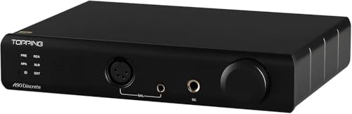 TOPPING A90 Discrete HiFi Headphone Amp, NFCA 4-Pin XLR/4.4 Balanced/6.35mm SE Output Pre-Amplifier with Blutooth Remote Control (A90 Discrete-Black)