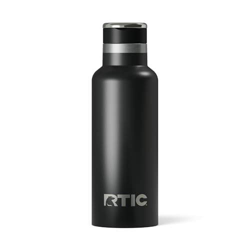 RTIC 16oz Journey Water Bottle Ceramic Lined Metal Stainless Steel Vacuum Insulated, BPA Free, Reusable, for Water, Hot and Cold Drinks, Travel, Sports, Camping, Black