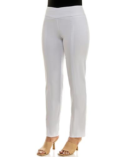 Zac & Rachel Women's Plus Size Millennium Fabric Pull-On Slim Leg Pant, Optic White, 20W3