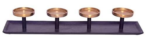 Vassoio per candele XL da 57 cm con 4 piatti per candele, supporto per Natale, ghirlanda dell'Avvento, candelabro dell'Avvento