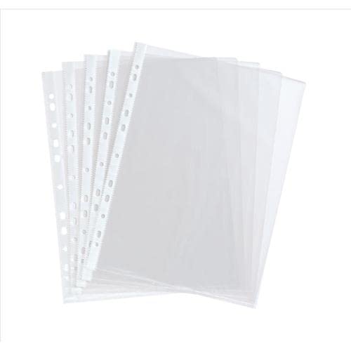5 Star Value Punched Pocket Polypropylene Embossed Top-Opening 40 Microns A4 Clear [Pack 100]+ Free Finchley Refill Pen (2)