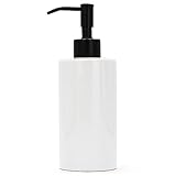 BROOKSTONE, Ceramic Soap Dispenser with Metallic Top - Stylish and Modern Liquid Hand Soap Holder for Bathroom or Kitchen, Round, White