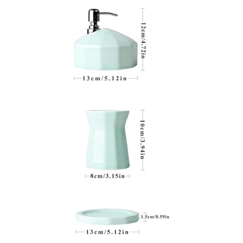 Juegos dispensadores de baño con dosificador antigoteo y organizador cerámico higiénico blanco 3
