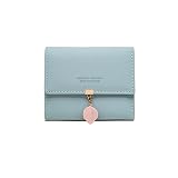 Portefeuille Femme Embrayage Porte-Monnaie Feuille Exquis Pendentif en PU Cuir 5 Emplacements Cartes pour, 1 fenêtre d'identification 1 Section de Facture et 1 Poche à Fermeture éclair Bleu Clair