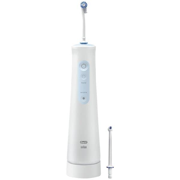 Oral-B AquaCare 4 kablosuz ağız duşu, yumuşak diş temizliği ve daha sağlıklı diş etleri için diş ara temizleyici, Oxyjet teknolojisi, 2 diş bakımı modu, beyaz/mavi