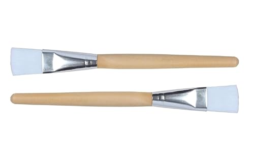 Image of Combo of Wooden Wax Spatula & Beauty Face Pack Applicator Brush - Waxing Applicator Hair Removal Sticks for Salon, Flat Wooden Face Pack Brush for Facial Bleach, Wooden Wax Knife For Waxing