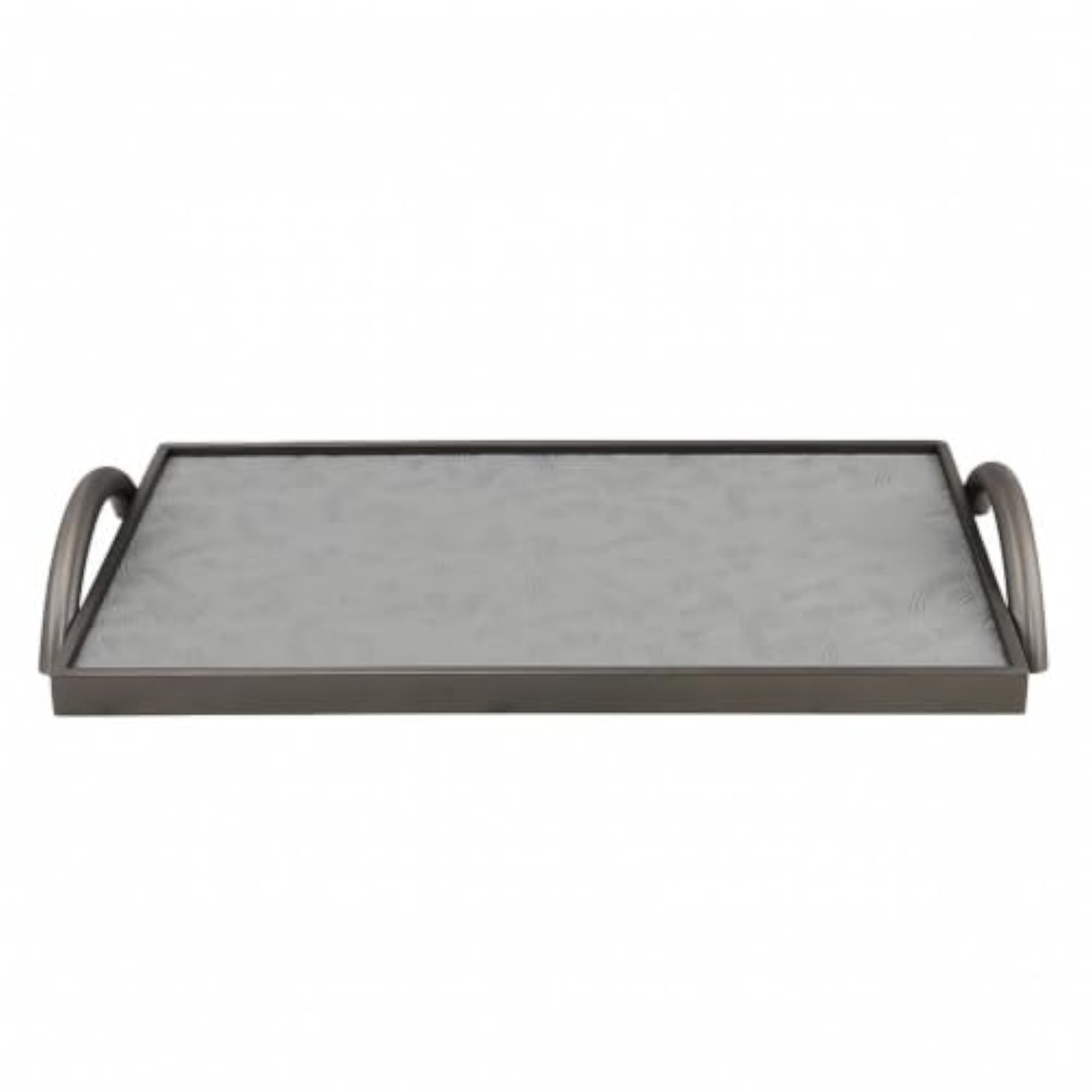 Textured Rectangle Metal Decorative Tray, Gray Wave Pattern