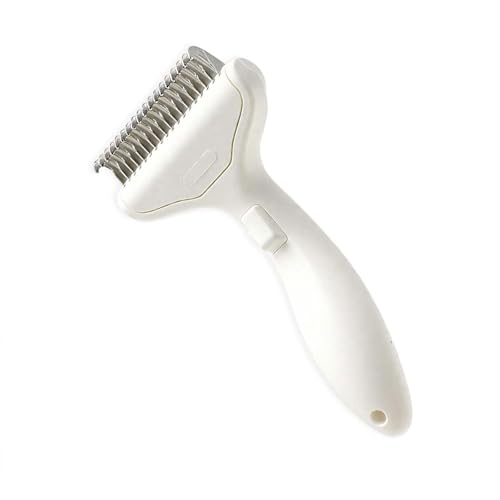 Pet Grooming Brush,Dematting Comb for Dogs and Cats, Undercoat Rake Pet Brush for Long Hair, Dual-Sided Pet Grooming Brush Removes Tangles Knots and Loose Fur, Deshedding Grooming Tool (White, 1PCS)