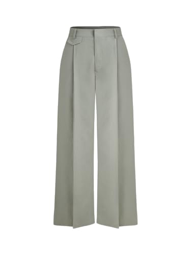 CIDER Linen Pants Women Wide Leg Trousers Pocket Long Pants Mid Waist Business Casual Pants Solid Casual