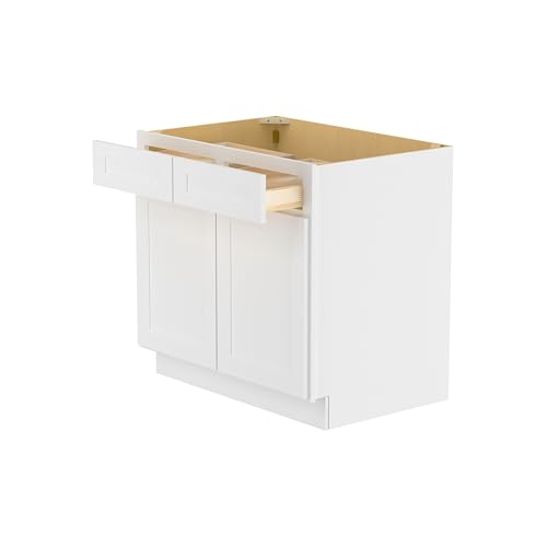 Image of Furinno Shaker Drawer Base Kitchen Cabinet with 2-Doors, Ready to Assemble, 24 D x 36 W x 34.5 H, White