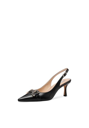 Materiale e caratteristiche: décolleté con tacco alto 7 cm circa, con tomaia in ecopelle, chiusura con cinturino alla caviglia, sottopiede in pelle, suola in gomma