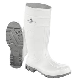 Delta Plus Organo S4 SRA Safety Wellington Boots - Slip Resistant - Color: White-Grey - Size: 9