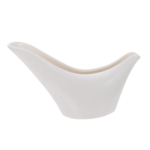 PRETYZOOM 1Pc Ceramic Gravy Boat Milk Storage Container White Sauce Boat for Milk for Serving Sauces Dressings and Beverages Elegant Design for Kitchen and Dining Use