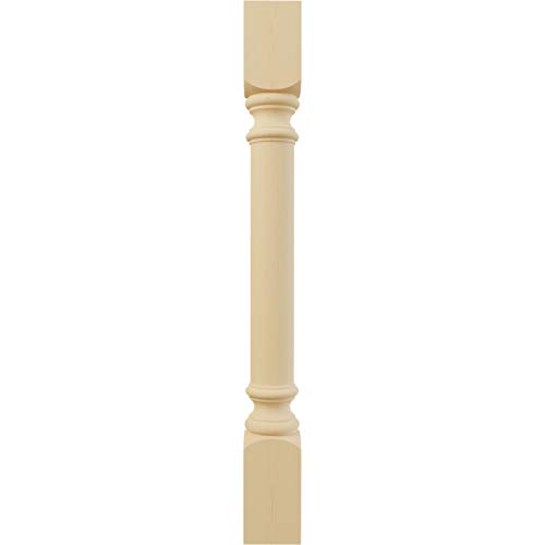 Ekena Millwork Col03X03X35Tral Traditional Cabinet Column (Top Block: 6 1/8", Bottom Block: 7 1/8"), 3 3/4"W X 3 3/4"D X 35 1/2"H, Alder #TOP1