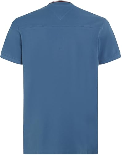 Tommy Hilfiger Hombre Polo manga corta Mao Collar Slim Fit, Azul (Blue Coast), M