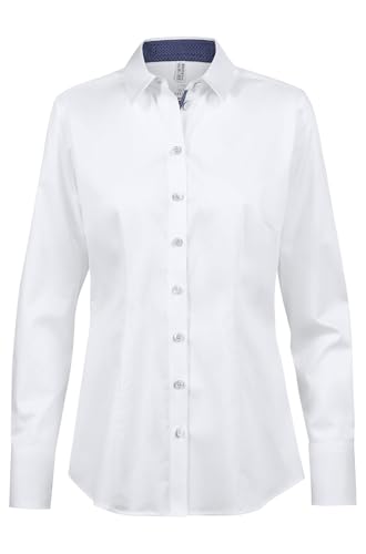 GREIFF Essentials Premium Damen Business-Bluse Regular-Fit Weiß/Blau 50