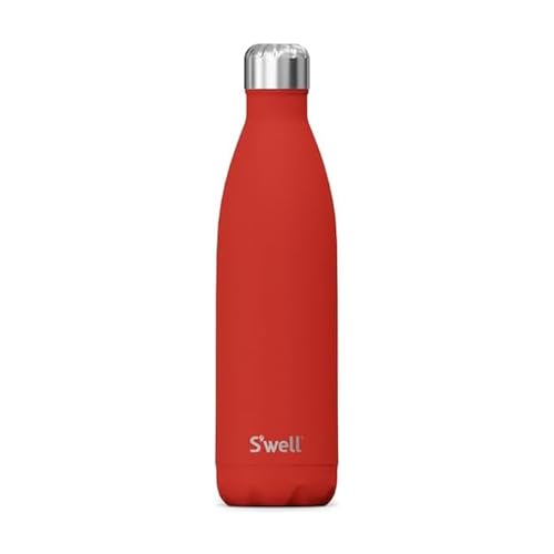 S'well Stainless Steel Water Bottle, 25oz, Poppy Red, Triple Layered Vacuum Insulated Containers Keeps Drinks Cold for 48 Hours and Hot for 24, BPA Free, Perfect for On the Go