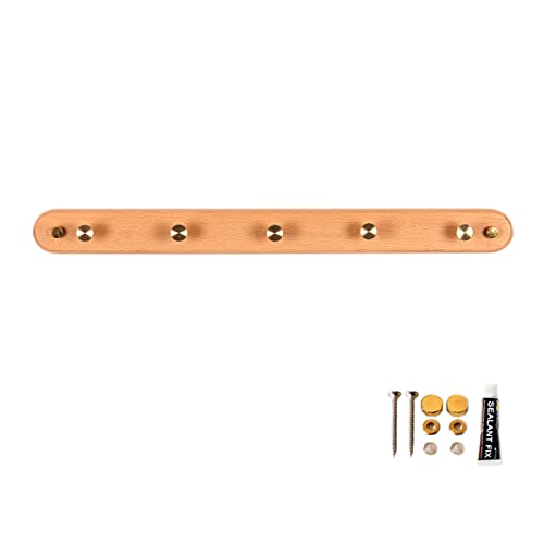 Perchero de madera maciza, montaje en pared, perchero de pared, perchero de pared, perchero de pared, perchero de pared, gancho de pared, requiere taladrar, soporta aprox. 15 kg (5 ganchos) Cover