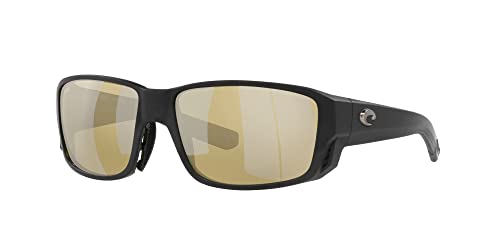 Image of Costa Man Sunglasses Matte Black Frame, Blue Mirror Lenses, 60MM